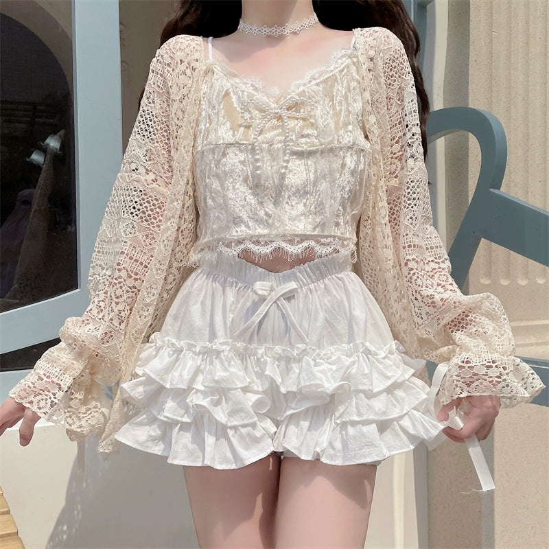 Sugar Girl~Daily Lolita Bloomers Anti-Exposure Pink Ruffle Safety Shorts 36194:515694
