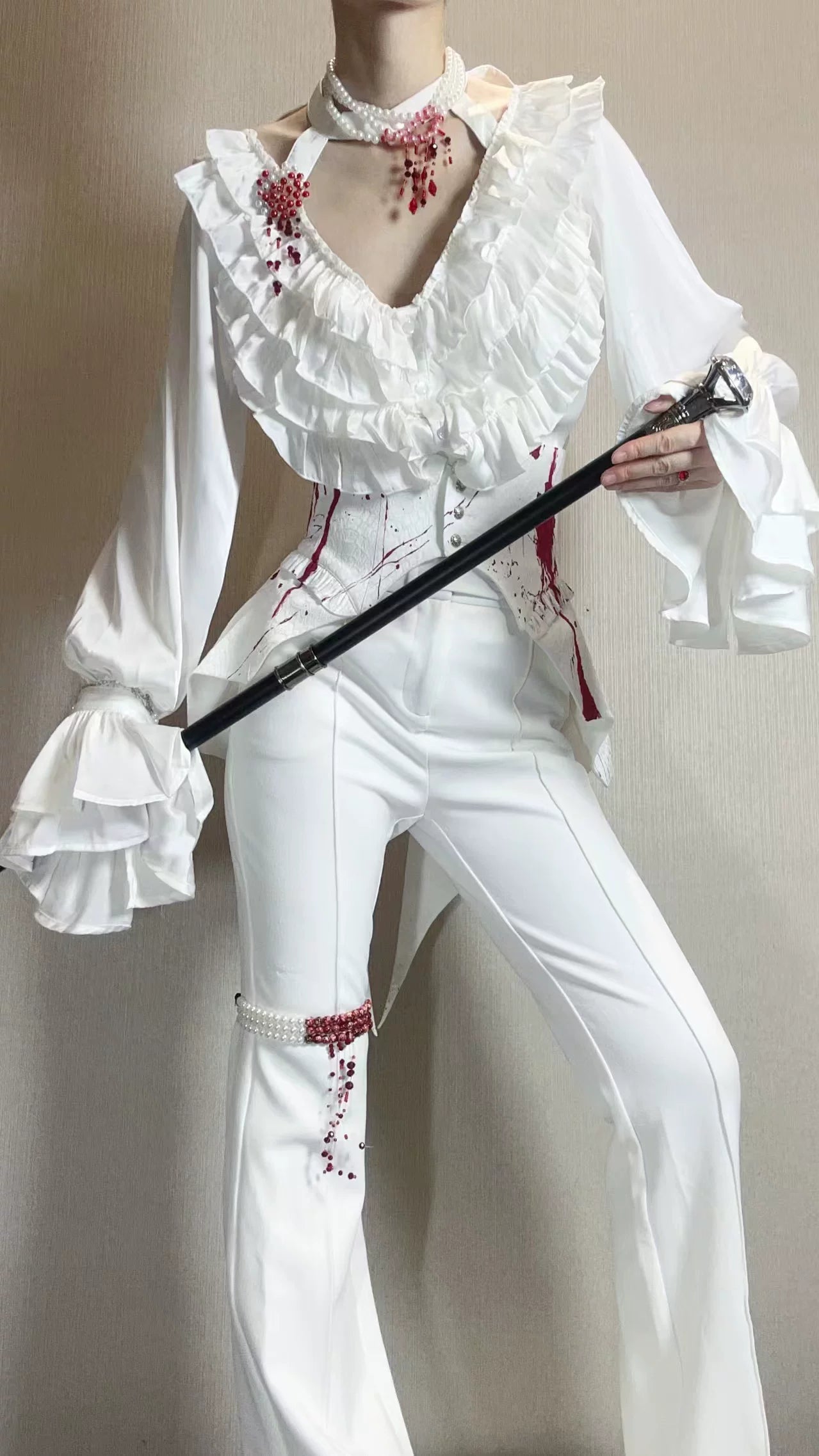 Blue Moon Bone Erosion - Gothic Lolita Waist Cincher, Bat Wing Hem 44453:809541