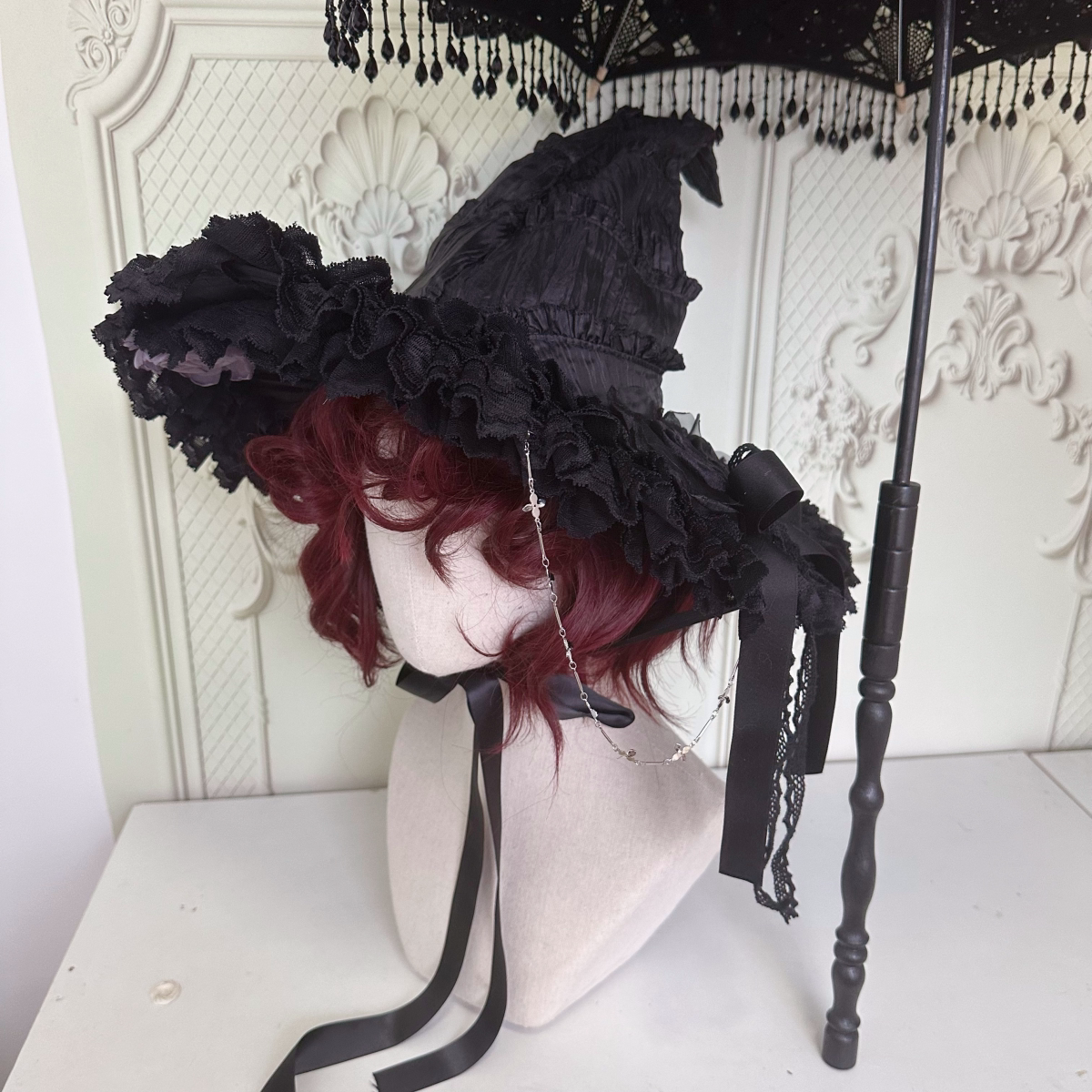 Gothic Lolita Witch Hat with Rose Bow