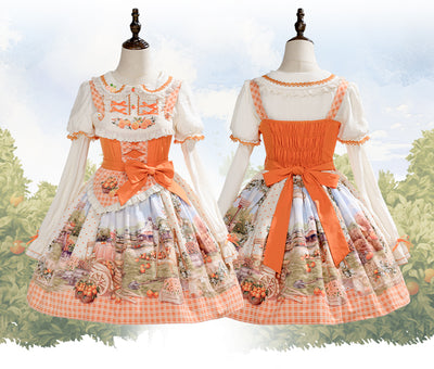(BFM)Strawberry Fantasy~Country Lolita JSK Orange Dress S innerwear only (pre-order) 