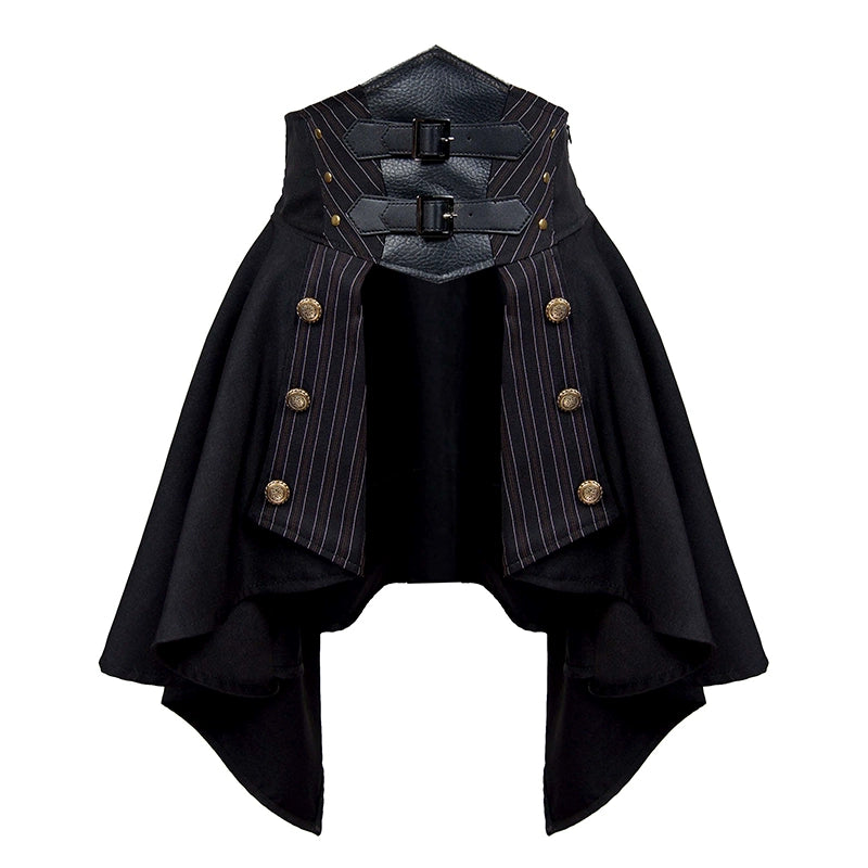 (BFM)Mr. Yi's Steam Continent~Gothic Lolita Skirt Black High-Waisted Leather Waistband Skirt black M