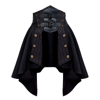 (BFM)Mr. Yi's Steam Continent~Gothic Lolita Skirt Black High-Waisted Leather Waistband Skirt black M 