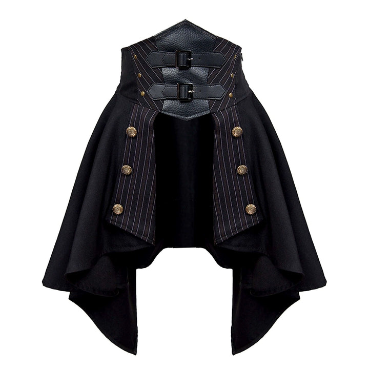 (BFM)Mr. Yi's Steam Continent~Gothic Lolita Skirt Black High-Waisted Leather Waistband Skirt