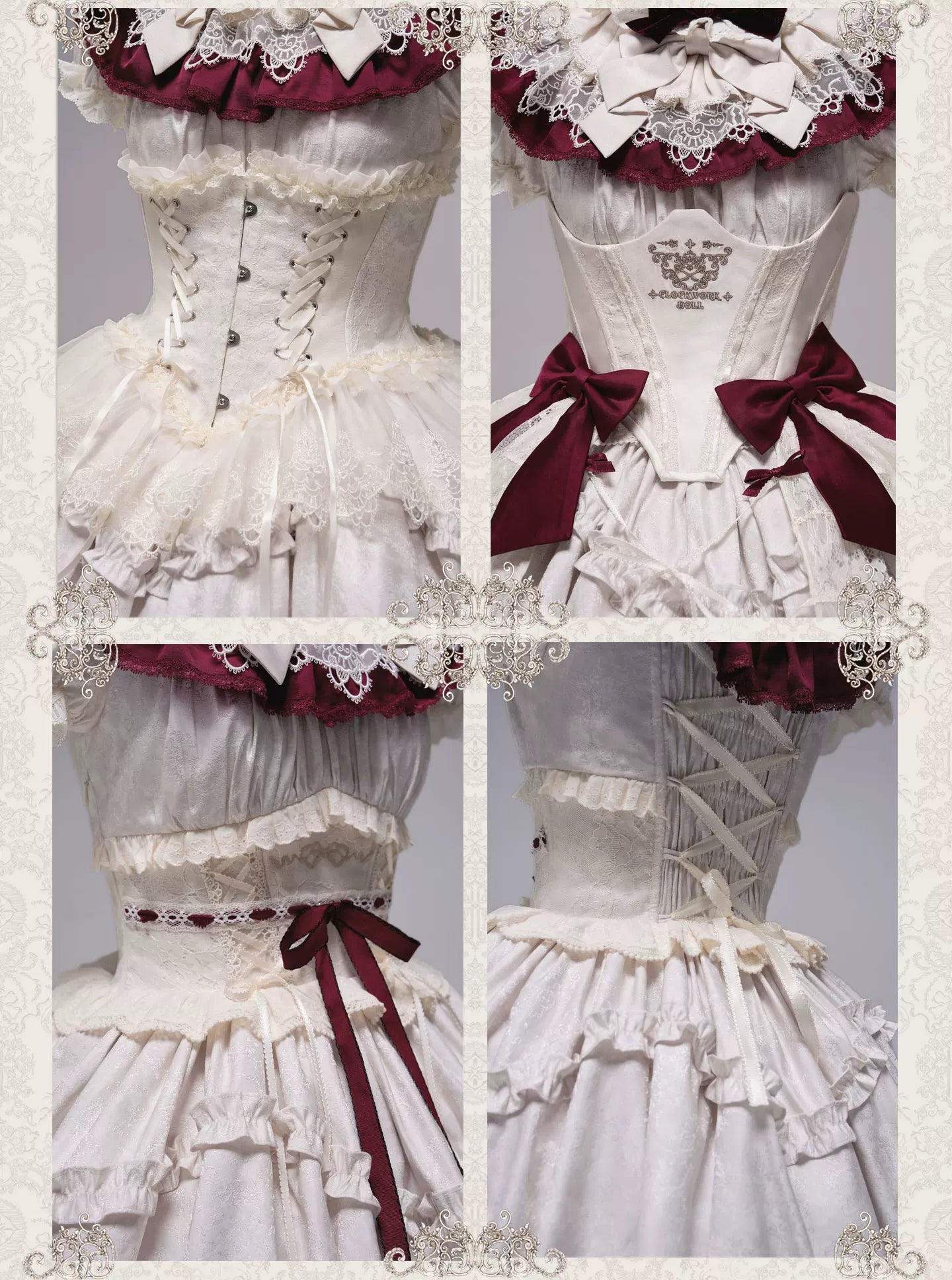 Clockwork Doll - Gothic Lolita Printed Dress, Lace & Bows 45186:839321
