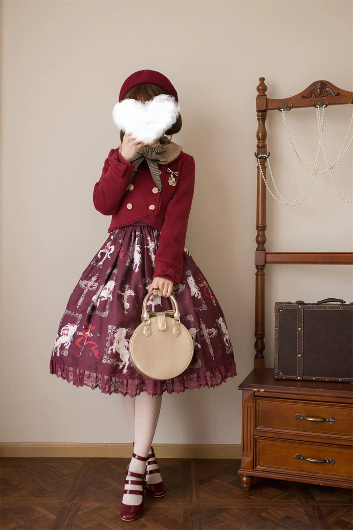 LeMiroir~Winter Solstice Coat~Sweet Lolita Woolen Coat Embroidery Skirt Short Outwear 40360:657120