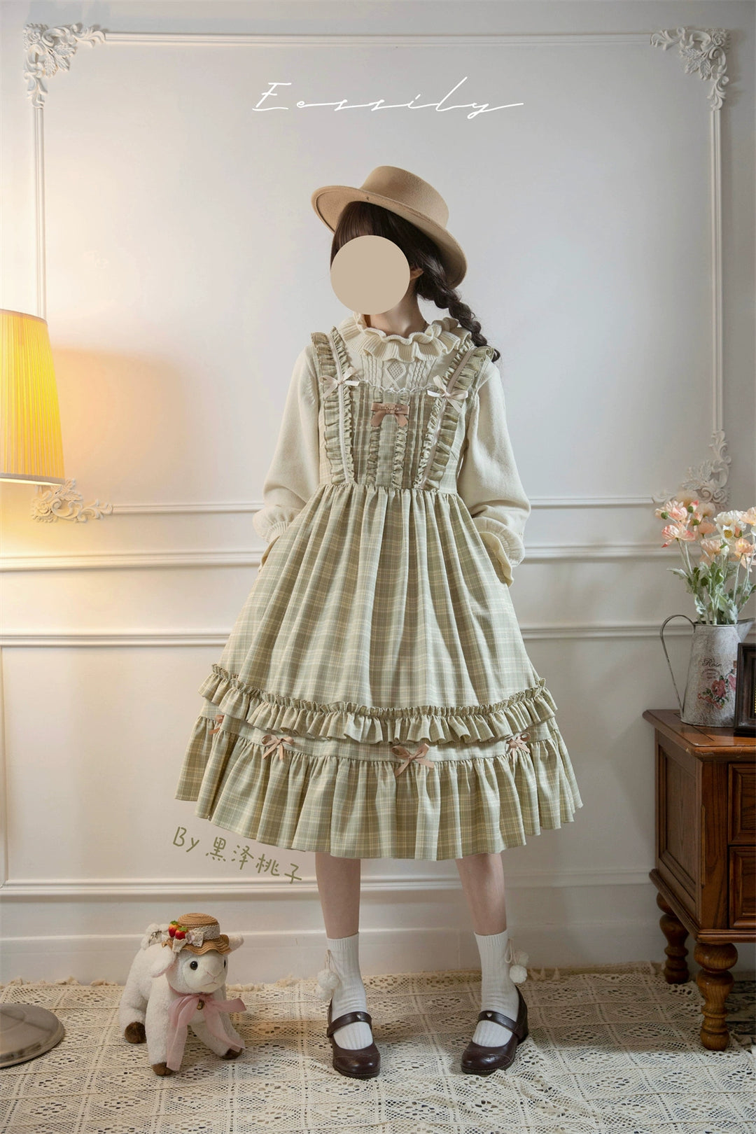 EESSILY~Green Fairy Tales~Classic Lolita Plaid JSK Plus Size Lolita Dress   