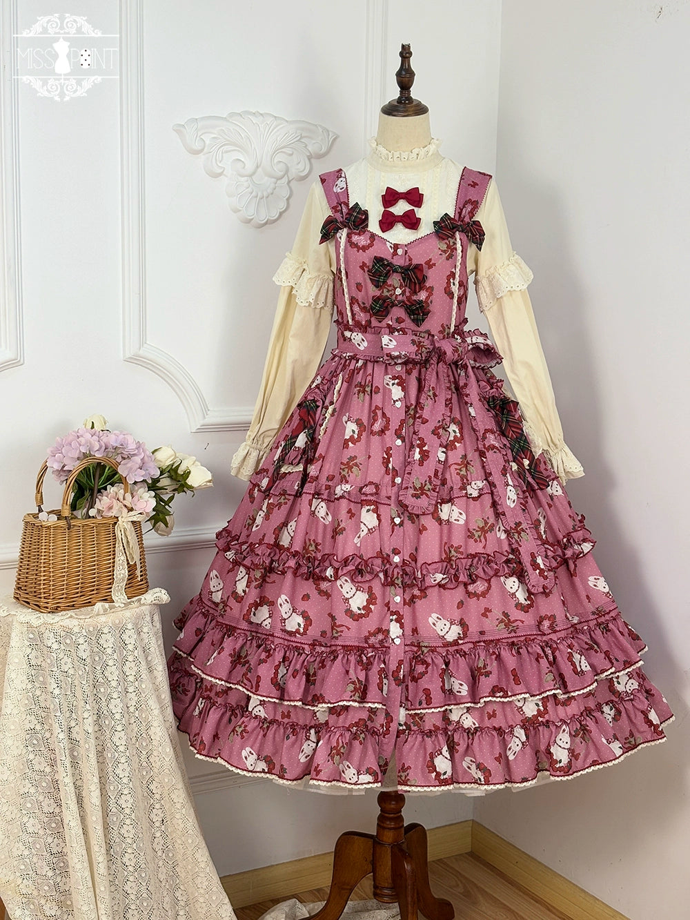 Miss Point - Forest Berry Bunny - Sweet Lolita JSK Elegant Bunny Print Dress 41972:720952