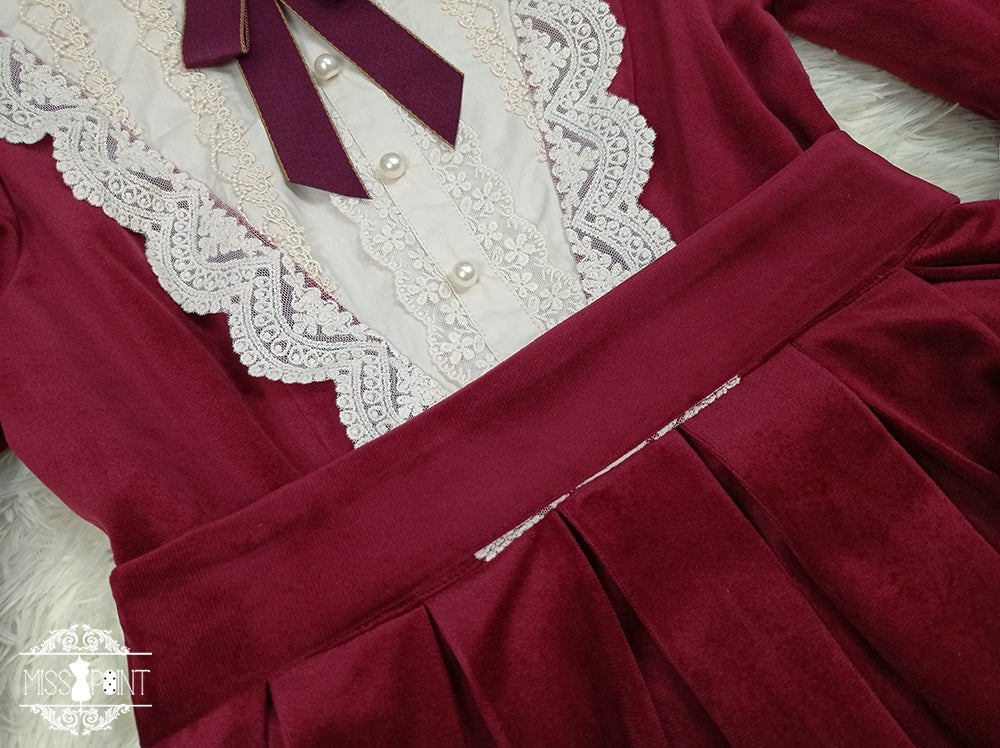 (BFM)Miss Point~Customized Lolita Dress Vintage Elegant Velvet OP Dress 32520:391600