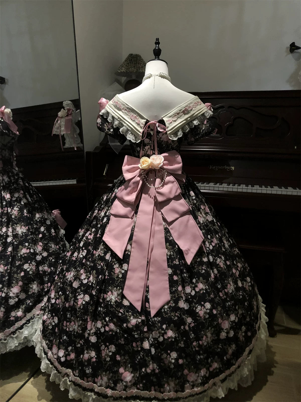 Dolota Flower Wall - Classic Lolita Floral OP Dress, Open Shoulder 44485:811142