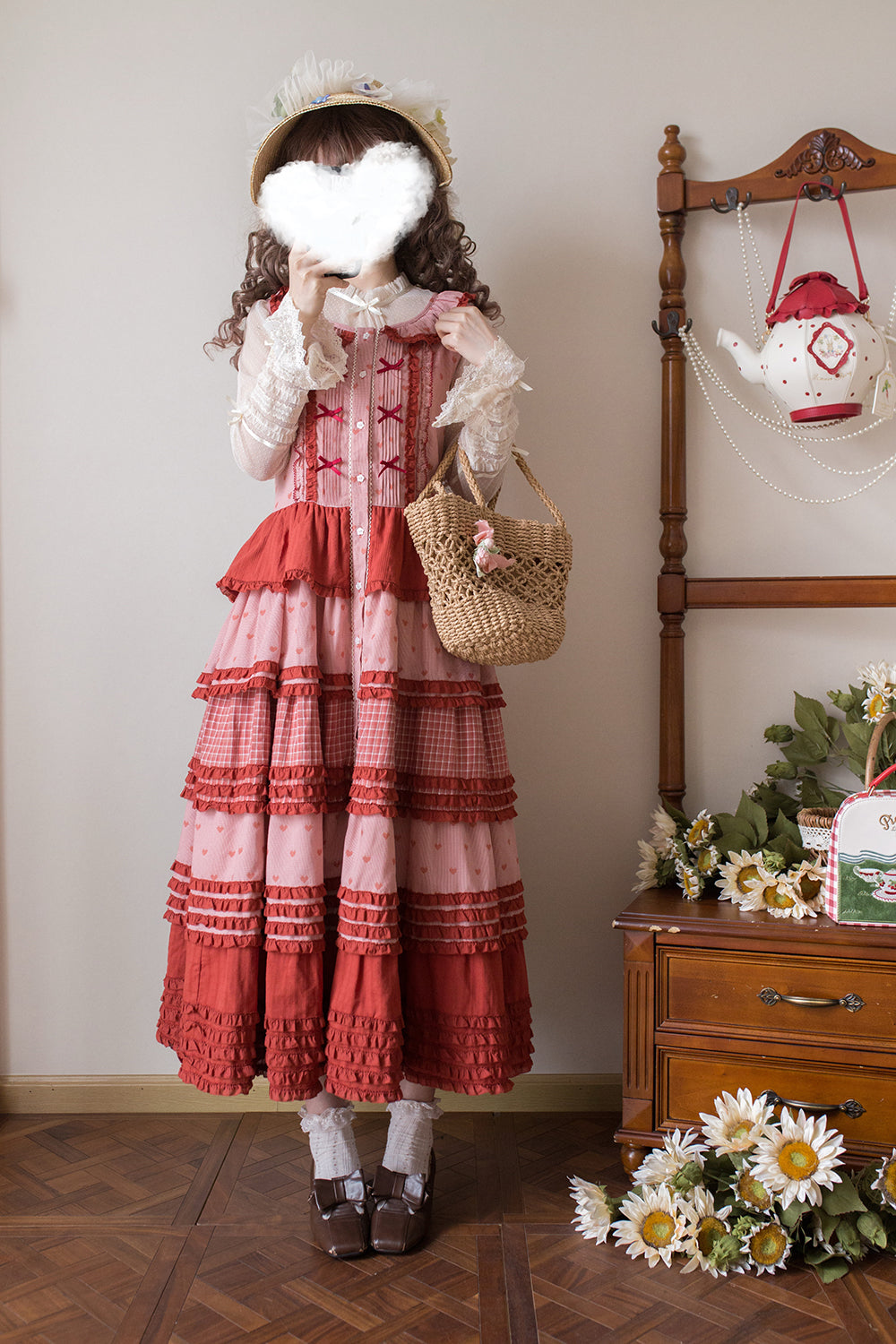 Miss Point~Garden Sunflower~Country Lolita JSK Five-Tiered Open Front Dress 42509:742560