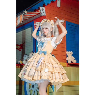 OCELOT~Bear Cheese~Sweet Lolita Jumper Dress Yellow Lolita JSK   