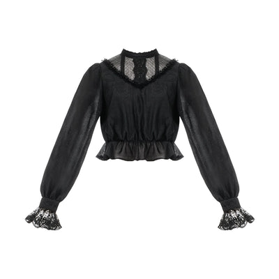 With PUJI~Love Poem~Classic Lolita Shawl 3-Color Versatile Spring Innerwear Black shirt S 
