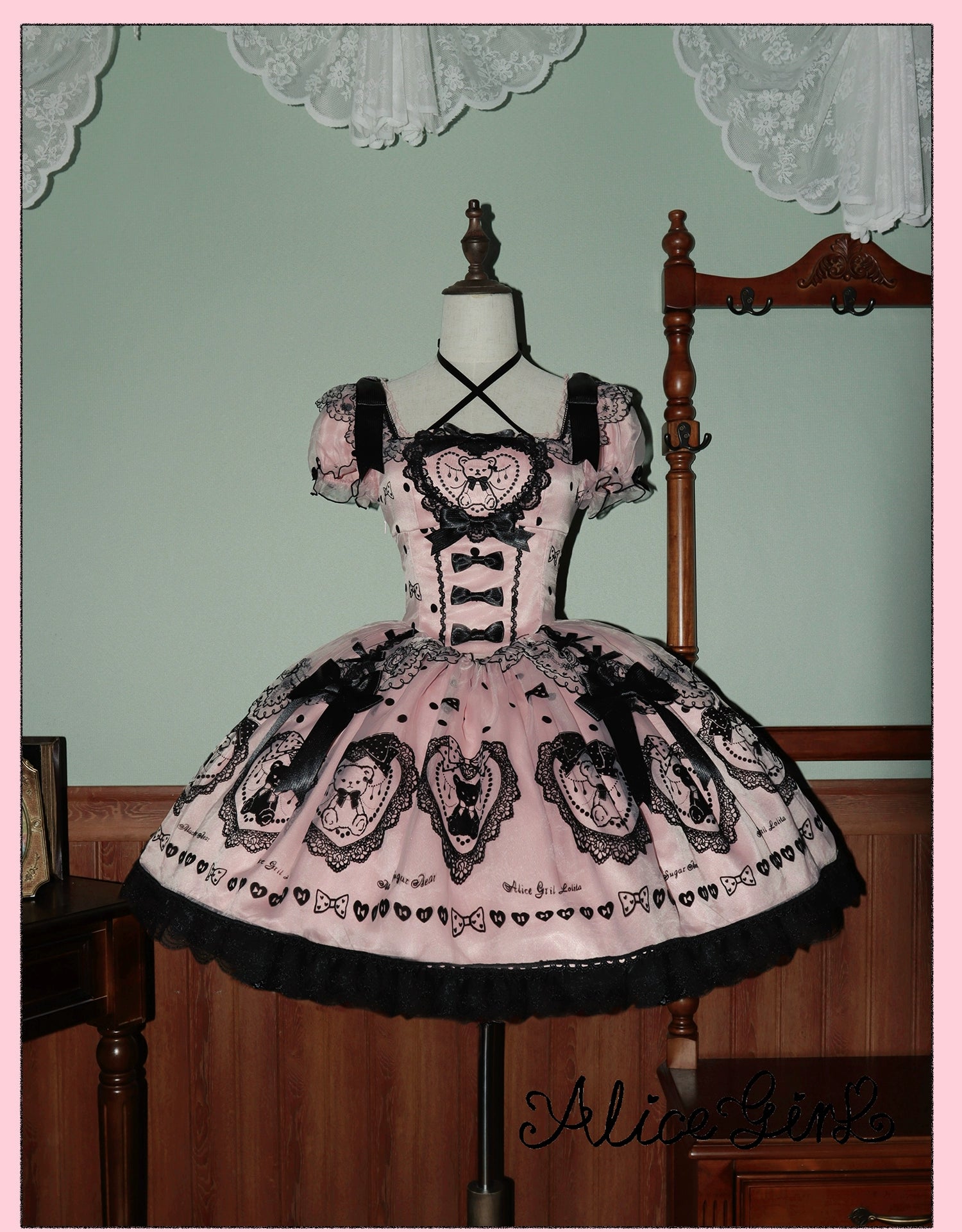 Alice Girl - Brown Sugar Bear - Printed Sweet Lolita Dress, Multiple Styles (L M S XL XS) 43697:783251