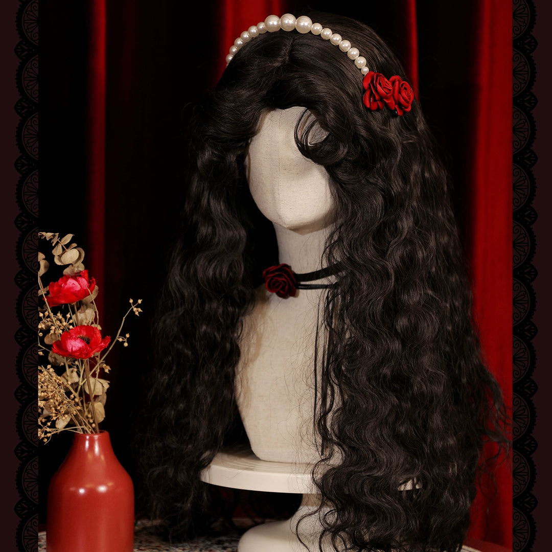 Mabuxi~Gypsy Rose~Black Retro Lolita Curly Wigs Fluffy Sheep Curl Wigs   