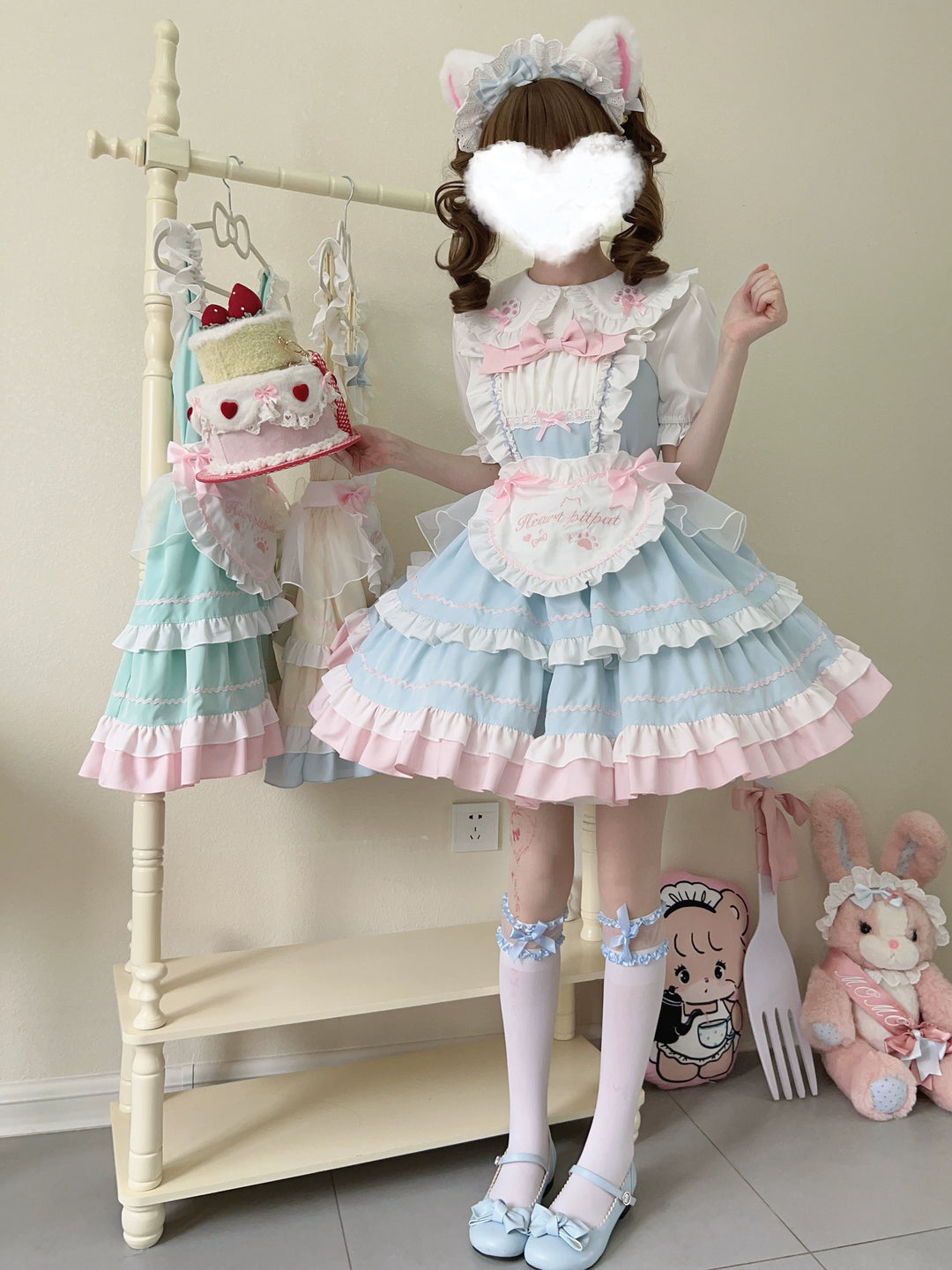 Sugar Girl~Cat Ear Tale~Sweet Lolita Jumper Dress Suspender Dress   