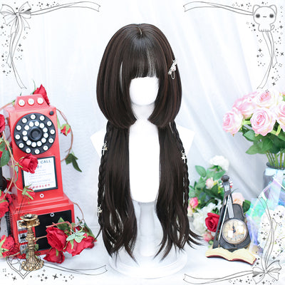 Dalao Home~Sweet  Lolita Hime Cut Long Curly Wig Multicolor brown black  