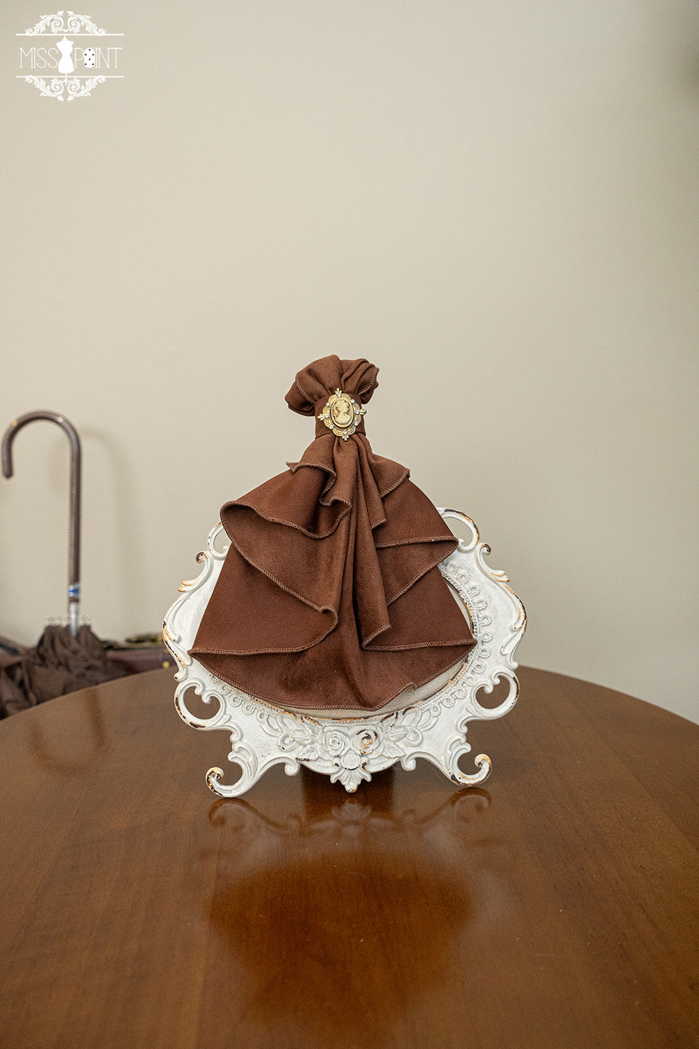 Miss Point - Golden Movement - Lolita Accessory Brooch Bow Tie KC Brown Bibs bow tie