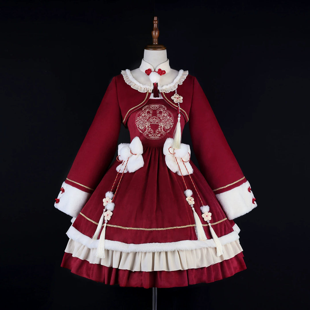 Your Princess~Qi Lolita JSK Suit New Year Lolita Bolero and Dress   