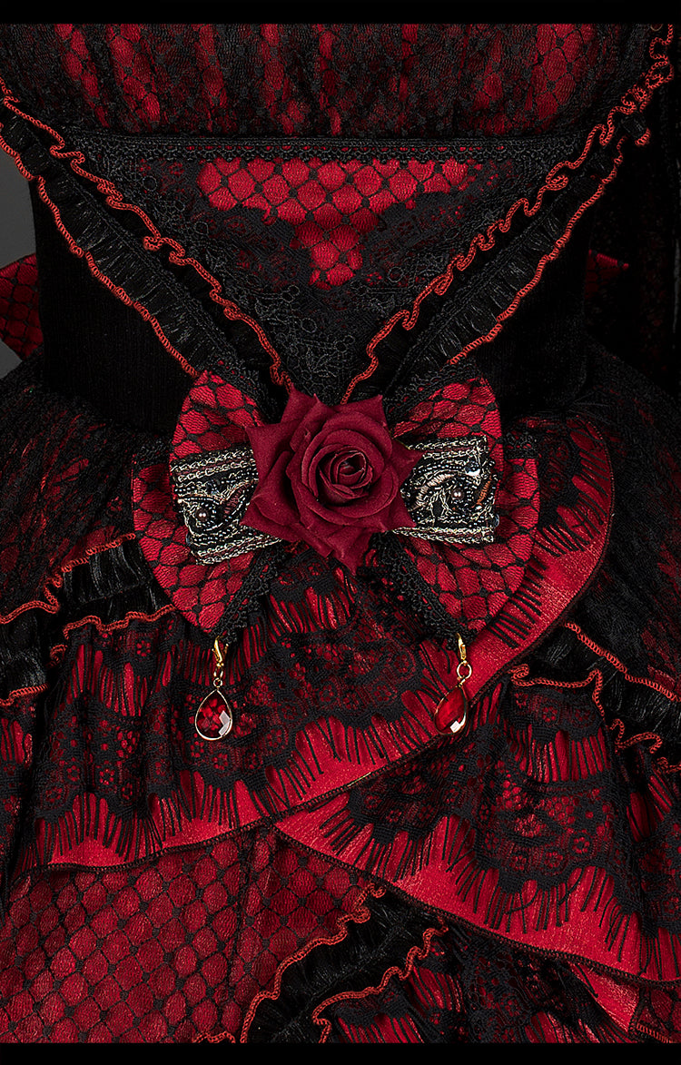 Yupbro~Astoria~Black Red Gothic Lolita JSK Outfit in Dragon Design