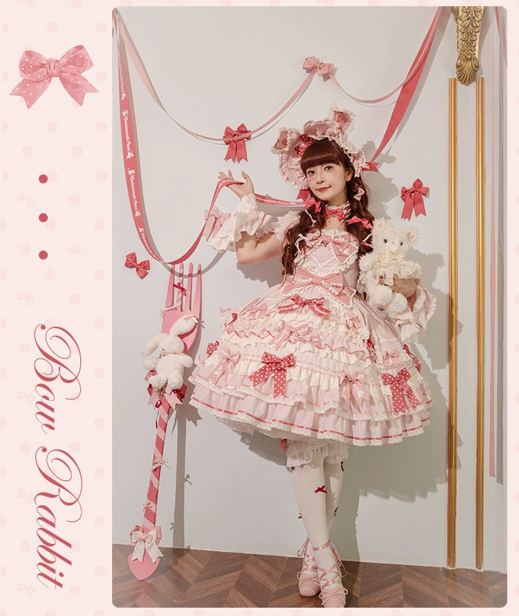 Mademoiselle Pearl~Bow Rabbit~IP Collab Sweet Lolita OP in Multiple Styles 43054:763745