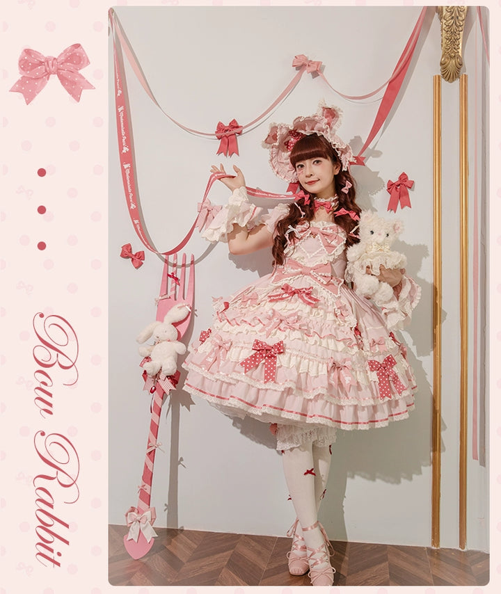 Mademoiselle Pearl~Bow Rabbit~IP Collab Sweet Lolita OP in Multiple Styles 43054:763745