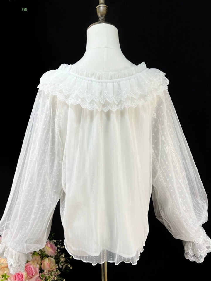 DMFS~Long Sleeve Lolita Shirt Gauze Blouse Mutton Sleeves   