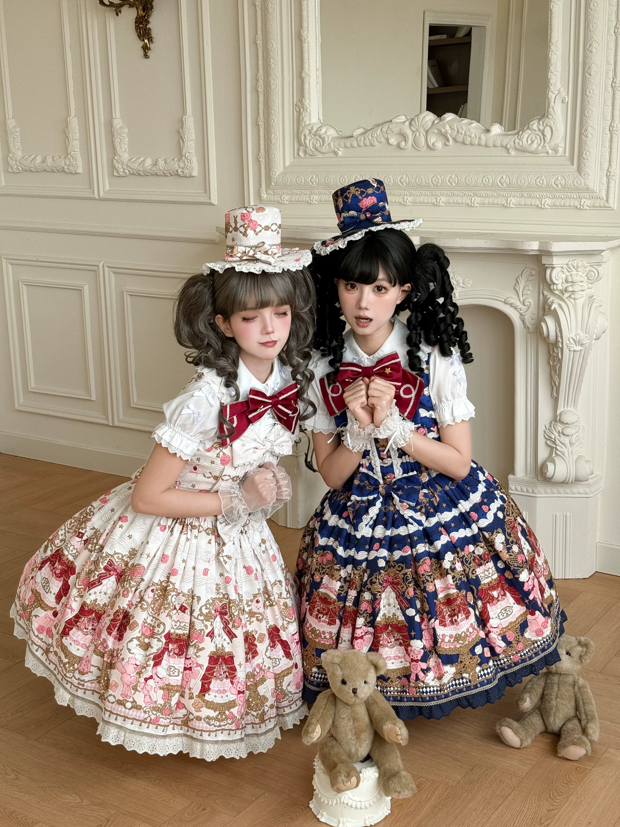 Sugar Festivaly - Kawaii Lolita JSK Dress, Cake & Bear Print 44540:811803