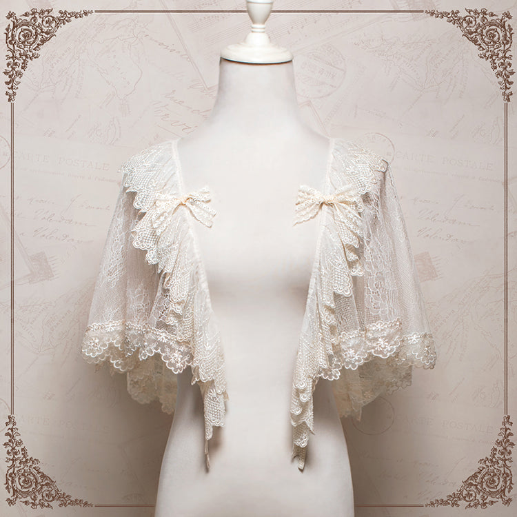 Avenue Denfer~Floral Veil~Elegant Lolita JSK Suit Floral Print Dress and Tulle Shawl 42393:738545