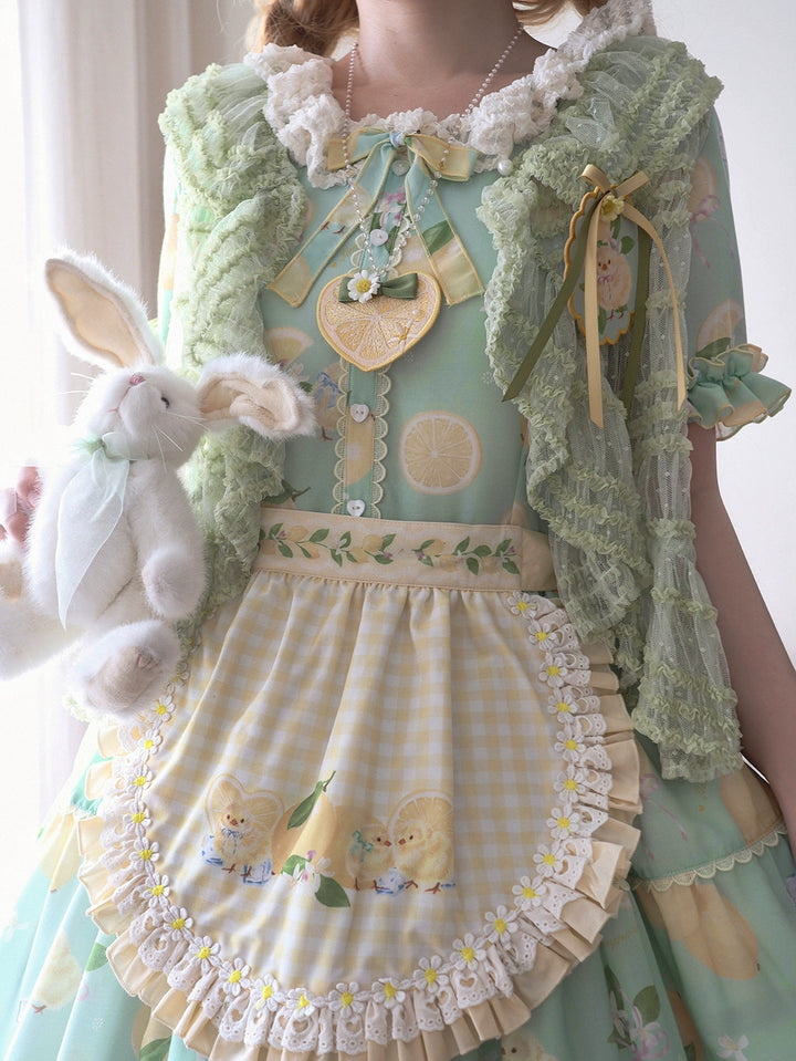 Miss Point~Lemon Chick~Country Lolita Accessories With Openwork Straw Hat 42983:760550
