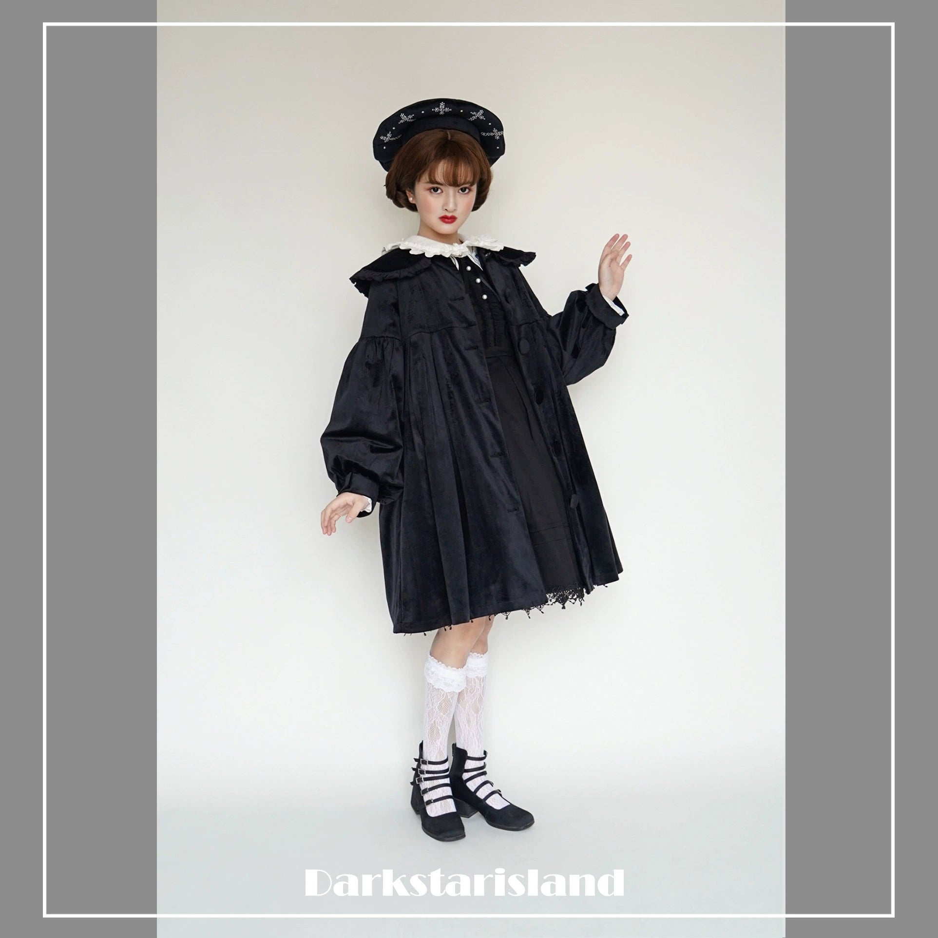 Dark Star Island~Winter Lolita Cape Velvet Antique Lolita Coat 32870:394716