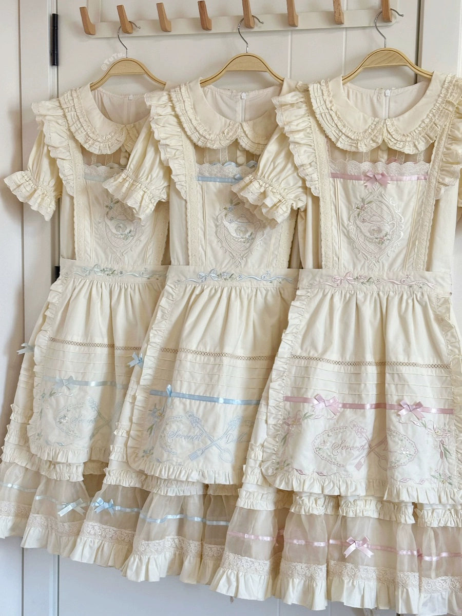 The Seventh Doll~Hazy Afternoon~Vintage Lolita OP Dress Embroidered Apron   