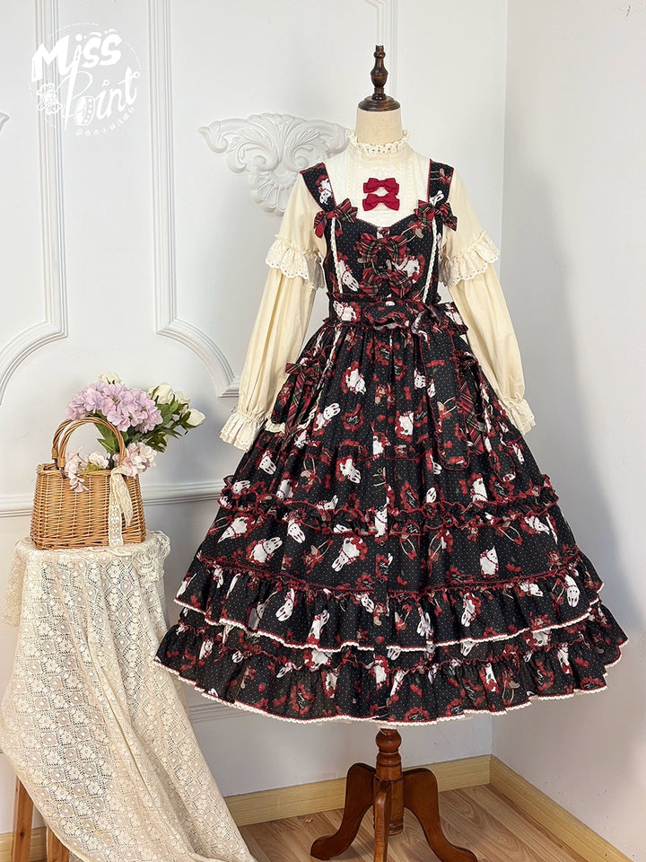 Miss Point~Forest Berry Bunny~Sweet Lolita JSK Elegant Bunny Print Dress 41972:721084