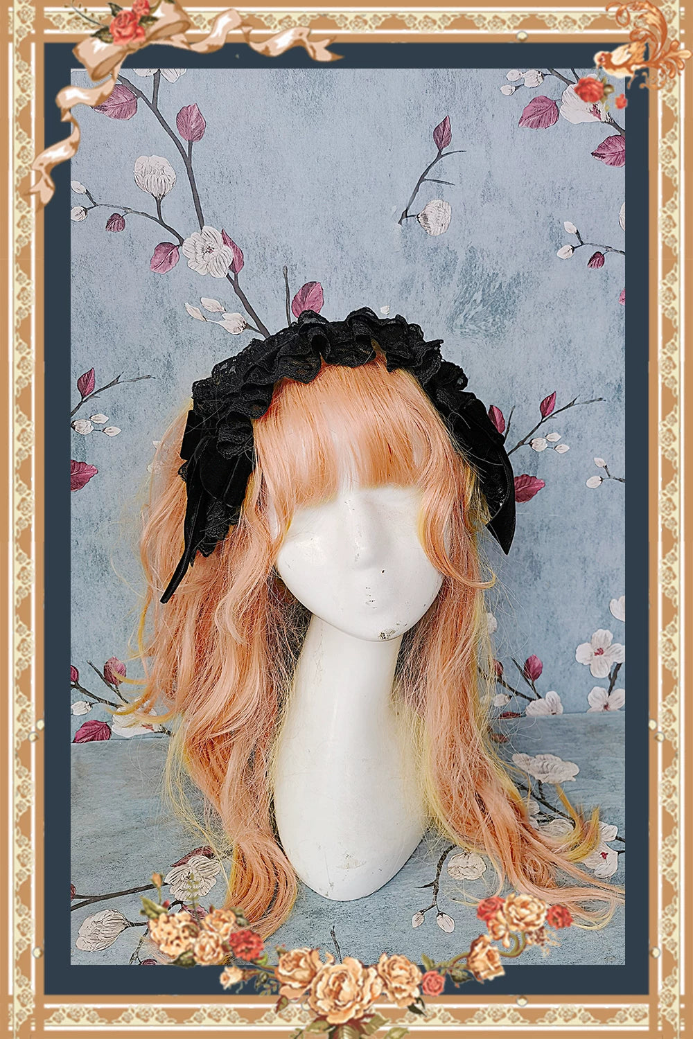 Canon Of Floral Melody - Gothic Lolita Black JSK Dress, Jacquard Pattern