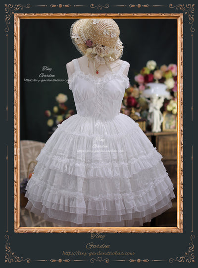 (Buyforme)Tiny garden~Dream Bouquet~Elegant French Vintage Lolita JSK free size milk white dot yarn 