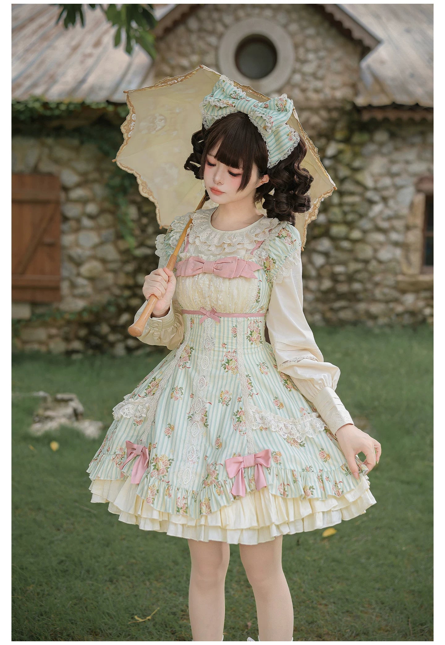 Meeting Austen - Cotton Classic Lolita Rose Printed OP Dress 45736:860008