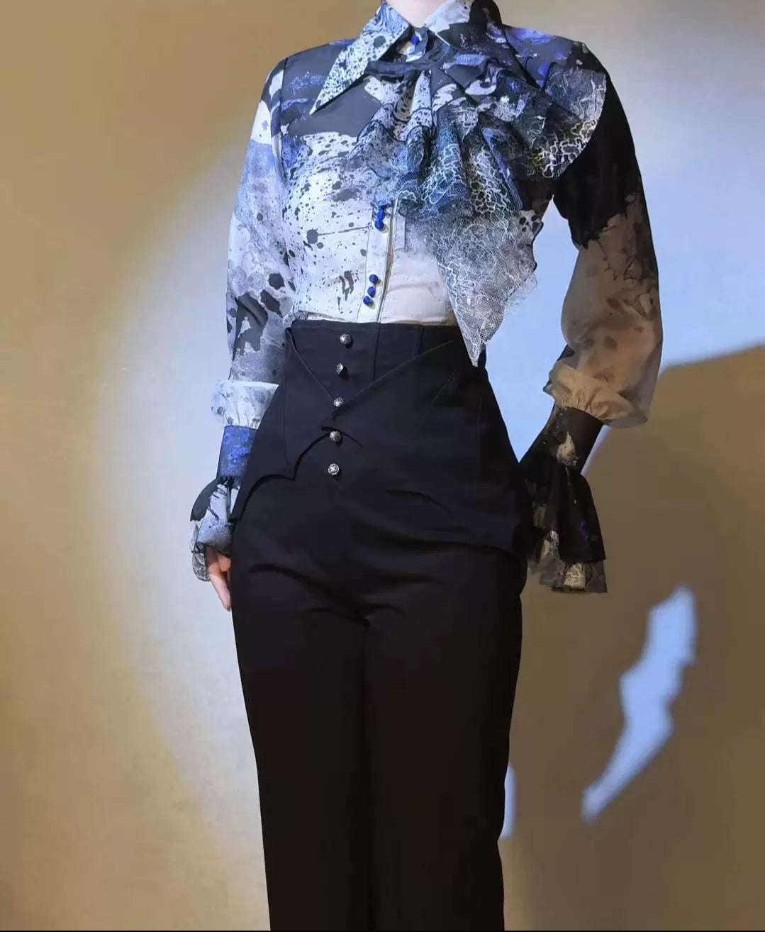 Earl of Drooping Wings - Ouji Lolita Flared Pants, Batwing Decoration 44550:812519