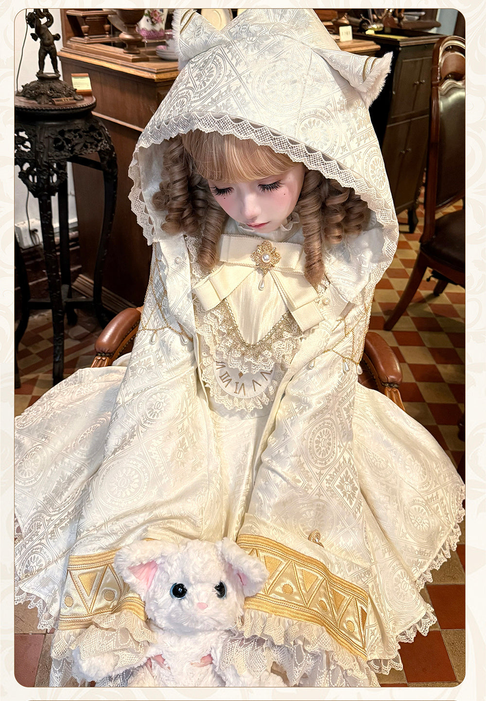 LizBird~Reincarnation of Time~Elegant Lolita OP Set with Waist-Cinching and A-Line Styles