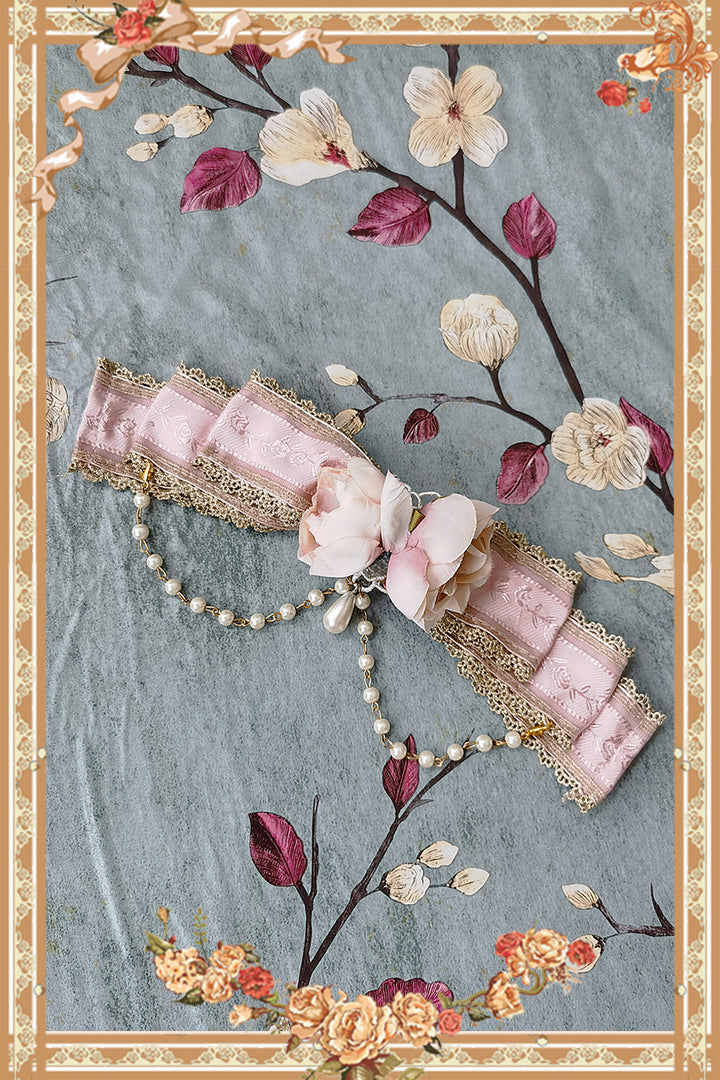 Infanta~Elegant Lolita JSK Dress Tiered Rabbit Prints Middle Split Dress S Pink Brooch - Free size 