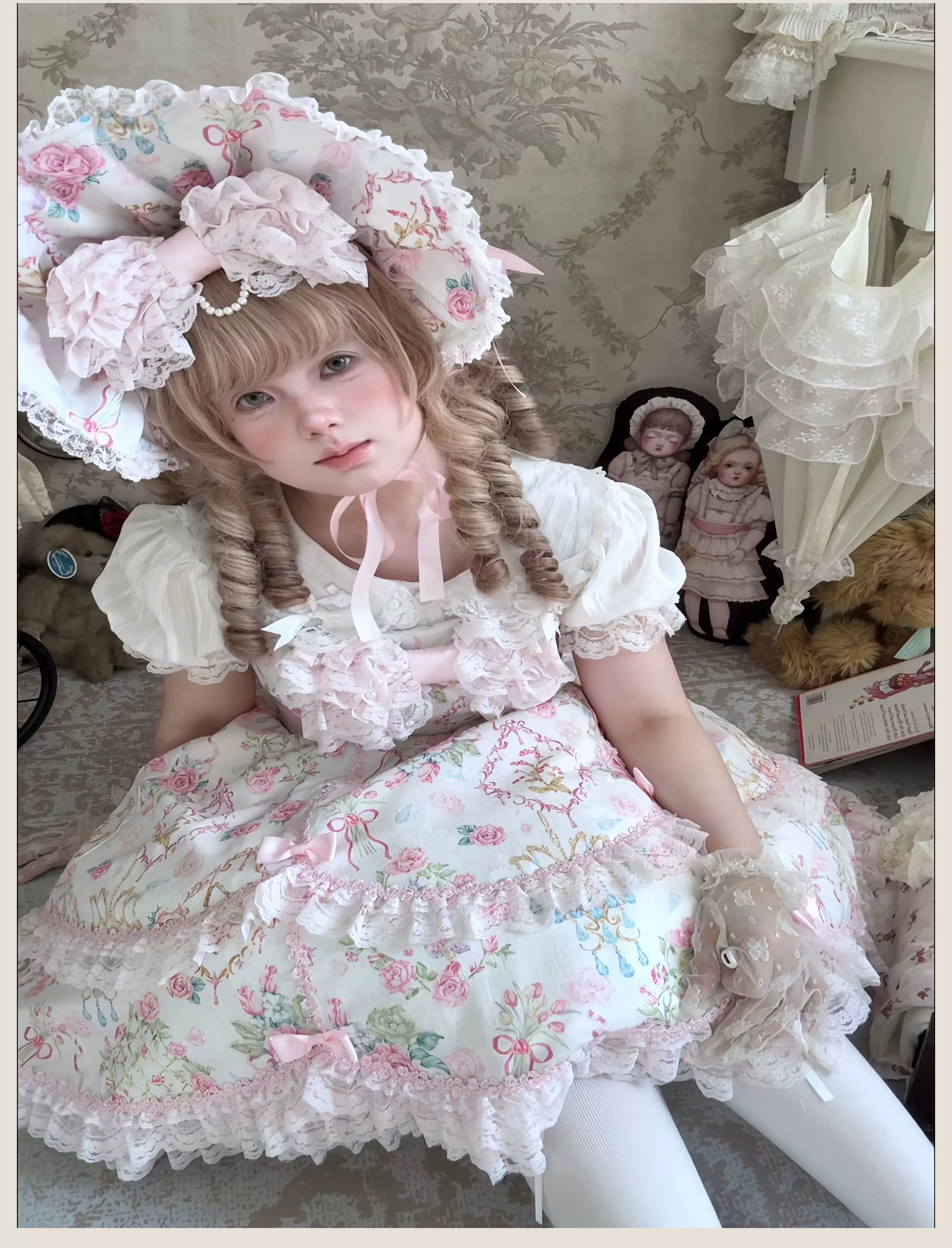 Old School Lolita Peter Pan Collar Blouse with Lace 45504:851253