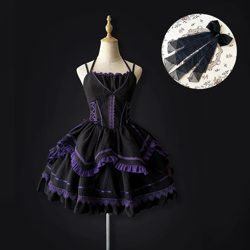 (BFM)Motadalu~Seine River~Gothic Lolita Dress Halloween Lolita JSK S black JSK+trailing 