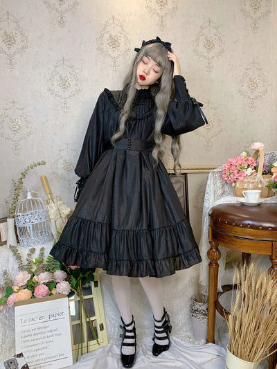 Little Dipper~Windsor Princess~Elegant Lolita Dress Stand Collar OP Dress Multicolors   