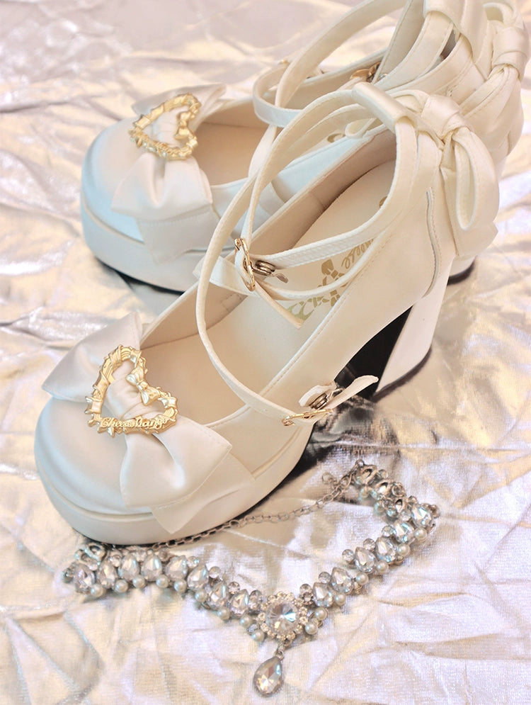 (BFM)Cheesecake~Mousse Heart~Sweet Lolita High Heel Shoes Mary Jane Love Heel Shoes   