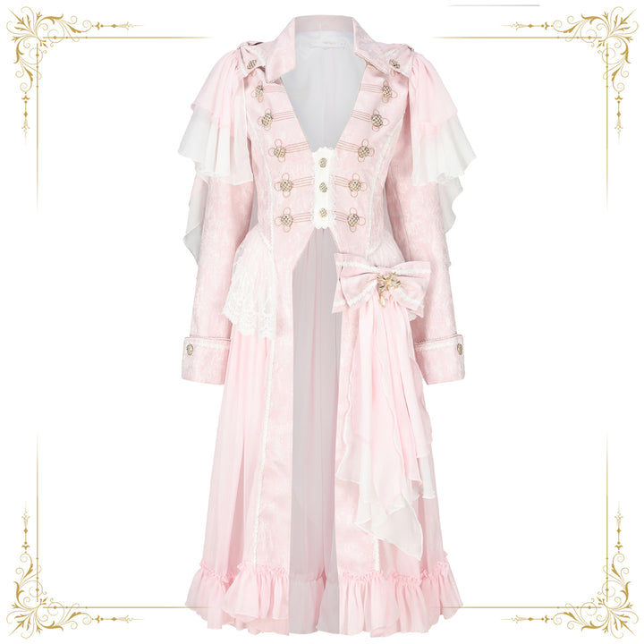 Immortal Thorn~Immortal Glass Castle~Ouji Lolita Handsome Prince Style Pink Long Coat XS pink 