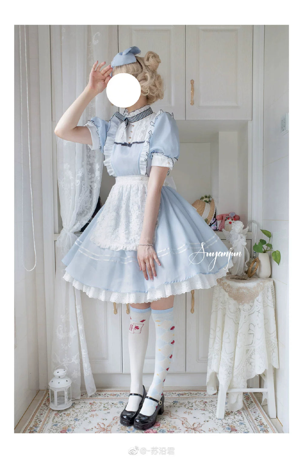 Yukines Box~Daily Lolita Cotton Asymmetric Print Socks   