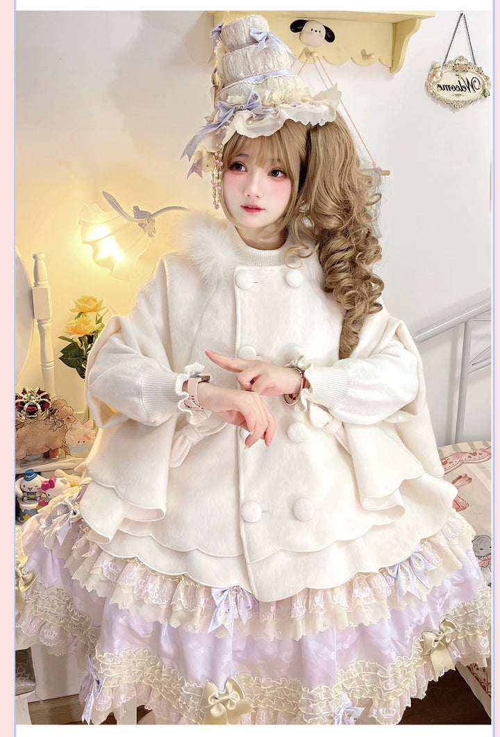 Yayizi~Sweet Lolita Cape Winter Plush Lolita Coat 41364:691484