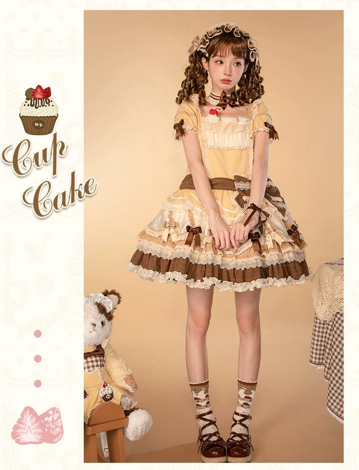 Mademoiselle Pearl~Cup Cake~Sweet Lolita OP Dress Kawaii Lolita JSK SK   