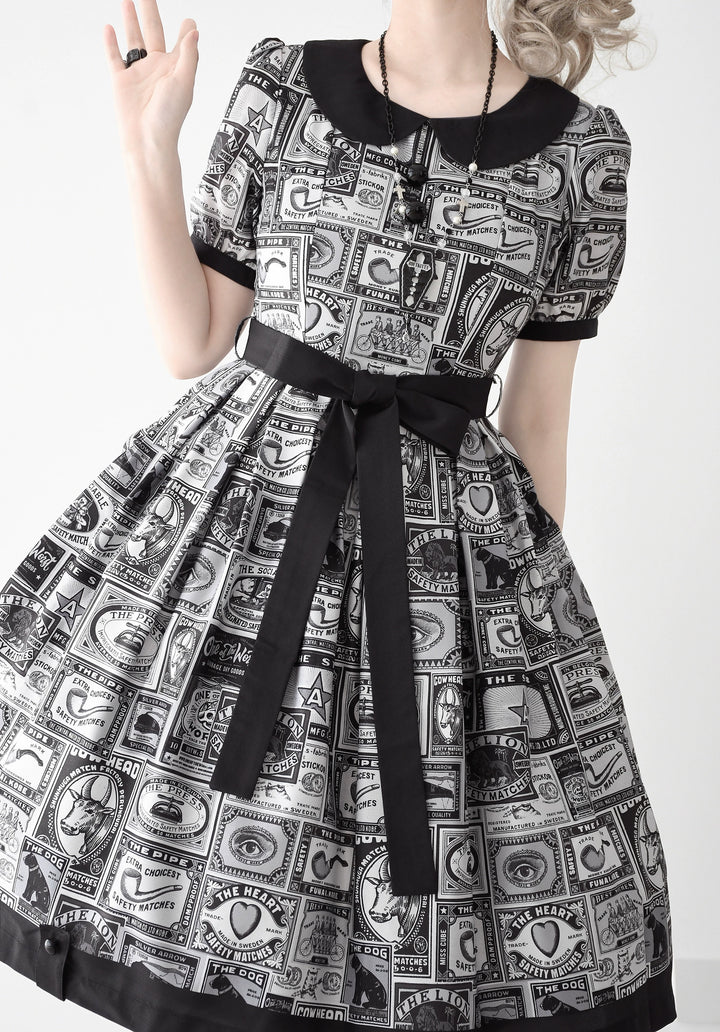 Miss Cube - Antique Label - Retro Lolita OP Dress Short Sleeve Dress 35660:498740