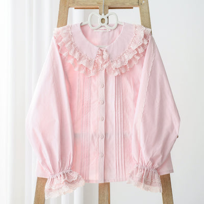 MIST~Hyde Garden~Daily Lolita Shirt Cotton BlouseLong Sleeves Light pink S 