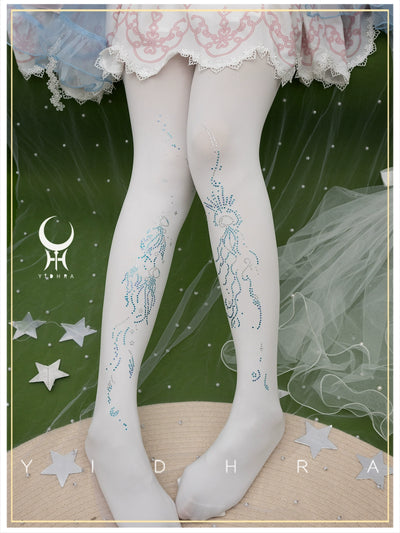 Yidhra~Moonlight Jellyfish~Gorgeous Lolita Pantyhose Velvet Tights   