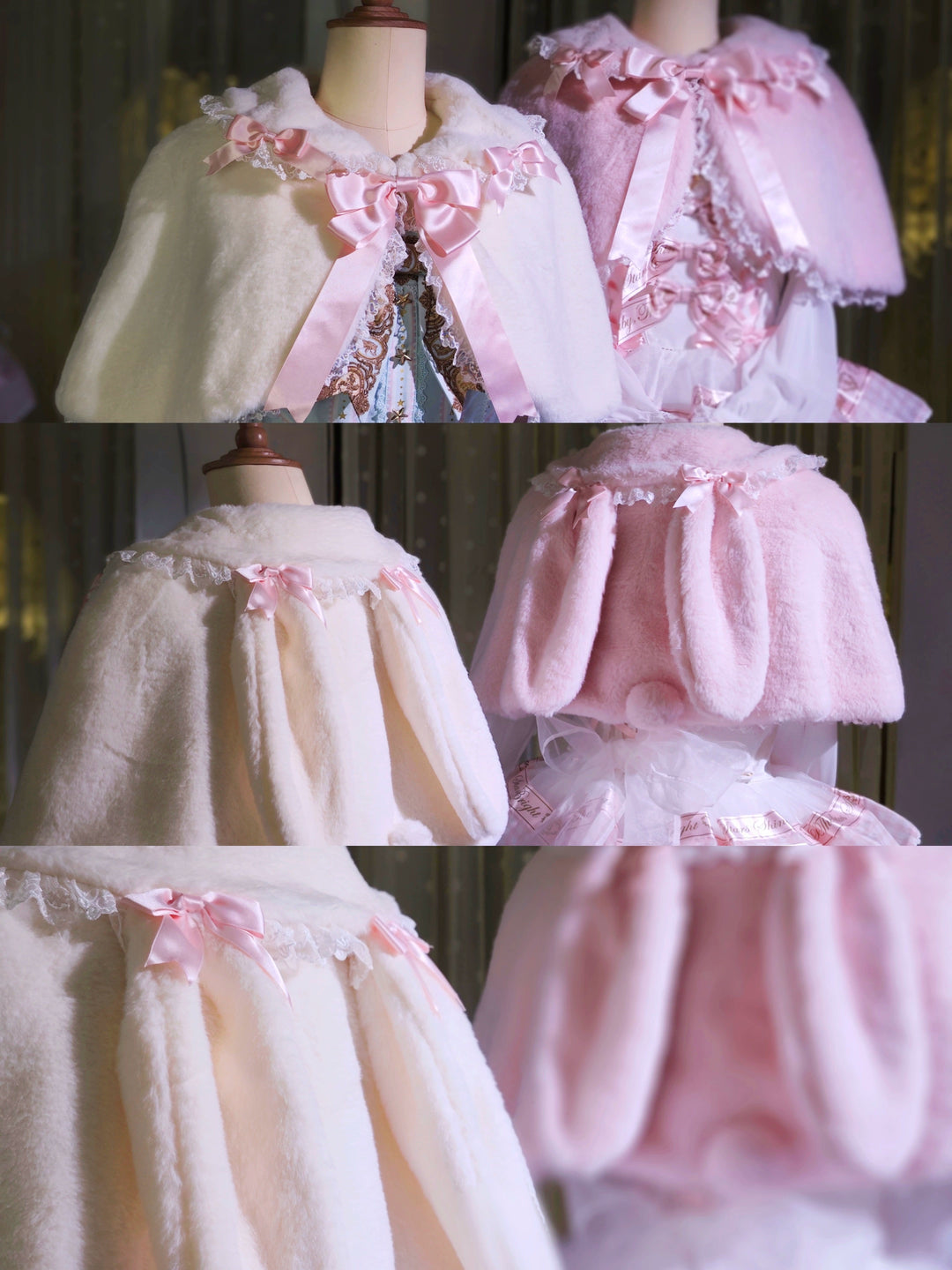 The Seventh Doll~Old School Lolita Cape Bunny Plush Short Coat 40174:654696